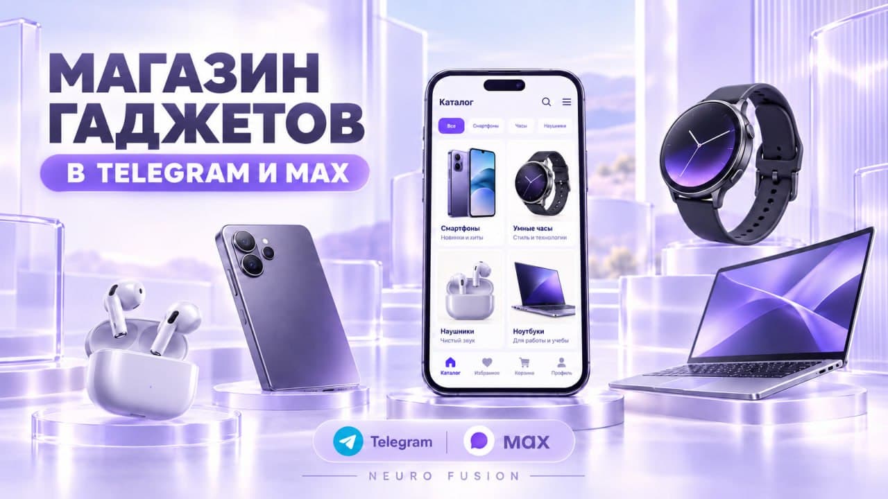 Предоставленный макет магазина гаджетов в Telegram и MAX