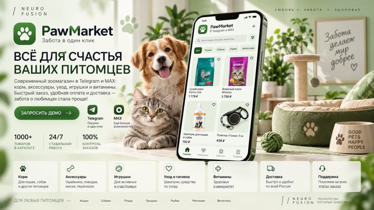 Предоставленный макет зоомагазина PawMarket