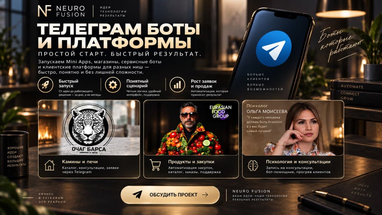 Предоставленный макет Telegram-ботов и платформ для услуг